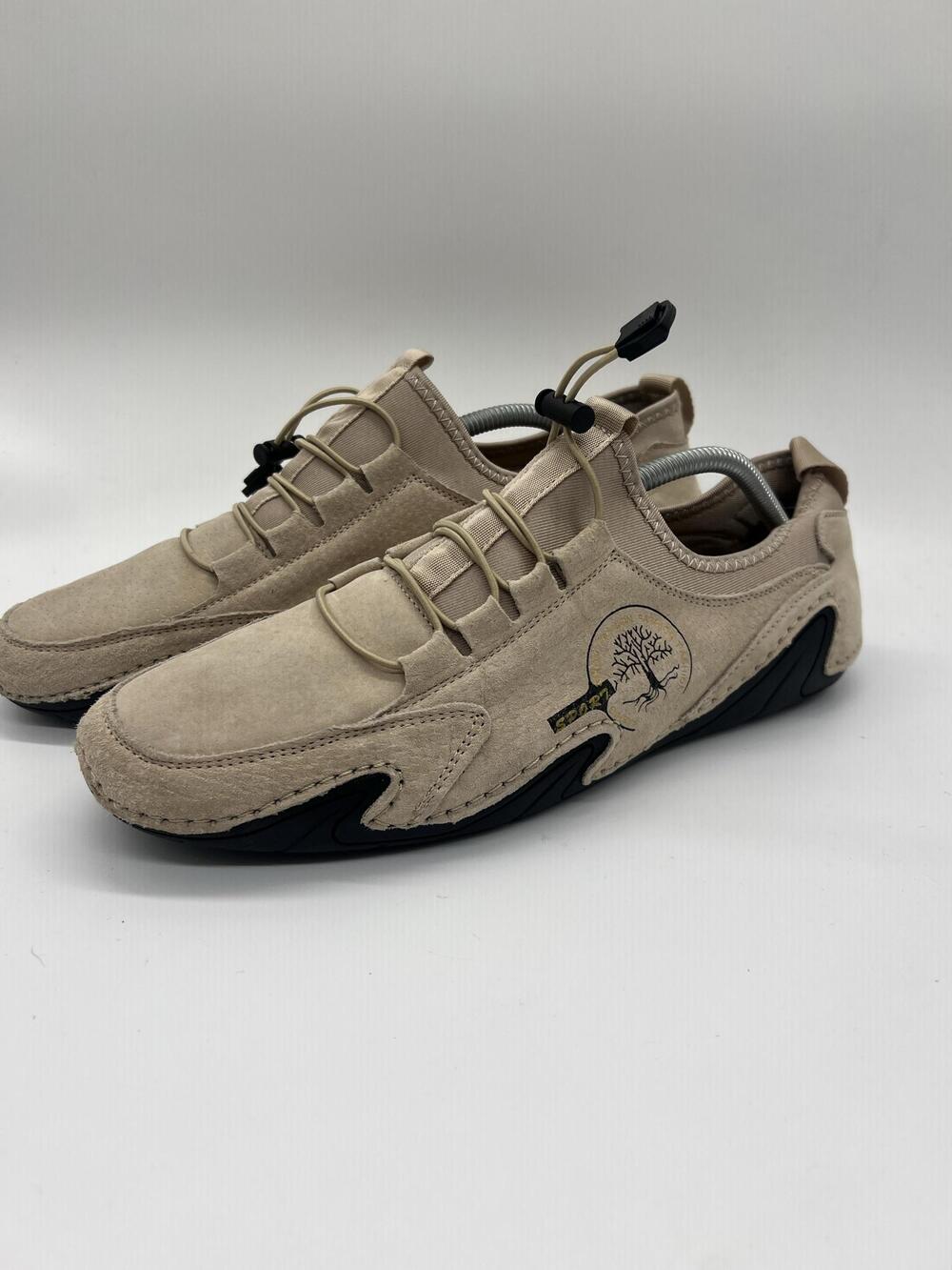 Beige Faux Suede Shoes Mens Size 11 Casual Slip On Toggle Low Top Sneakers Sport